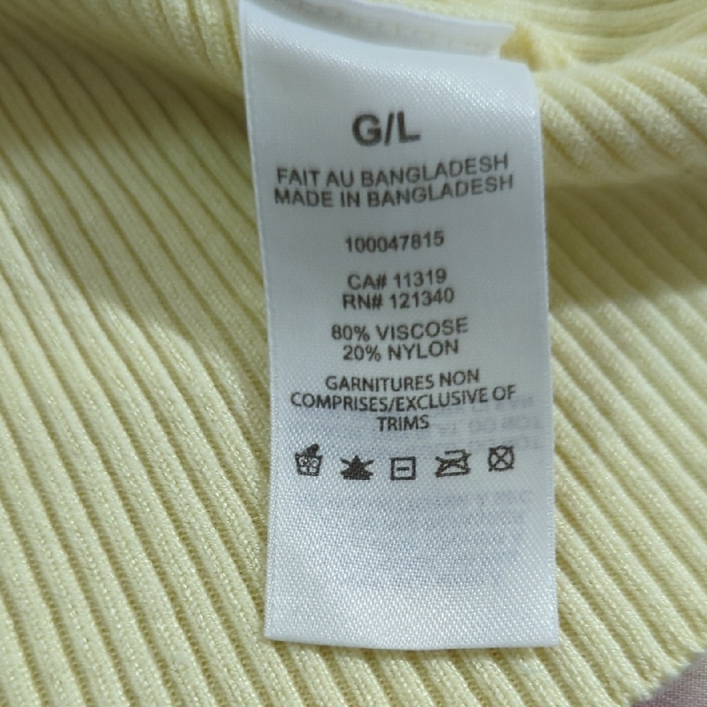 Size L Dynamite Light Yellow Ribbed Tank Top - Picture 11 of 11